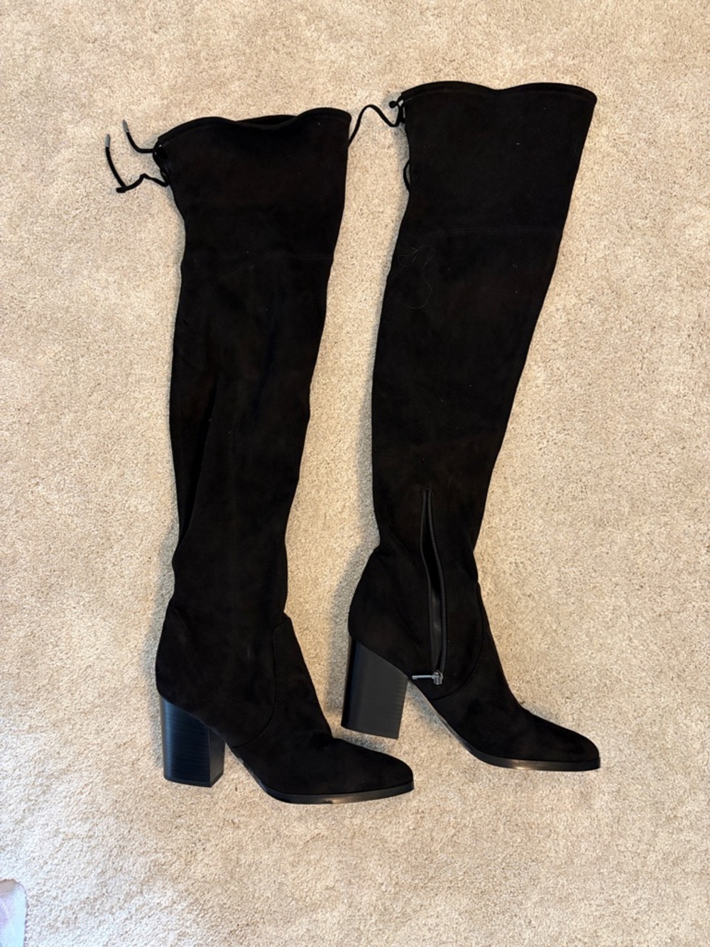 Black Over-the-Knee Block Heel Boots